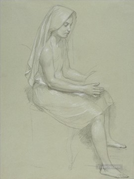  vela Pintura - Estudio de una figura femenina sentada y velada Realismo William Adolphe Bouguereau